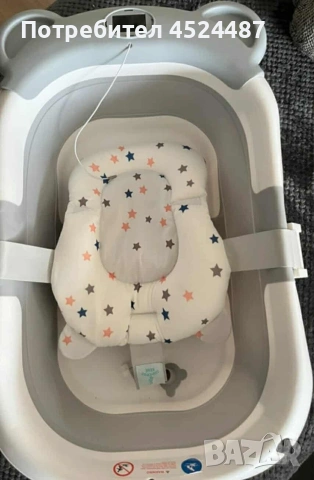 Сгъваема бебешка вана с термометър и възглавница, снимка 9 - За банята - 53817767