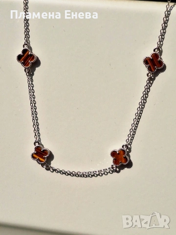Колиета по модел на Van Cleef – сребърни бижута, снимка 4 - Колиета, медальони, синджири - 53744835