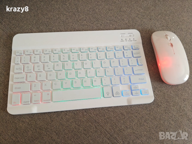 Безжични с RGB подсветка Bluetooth Мишка и клавиатура за TV box / Android box компютър / лаптоп, снимка 2 - Клавиатури и мишки - 52522529
