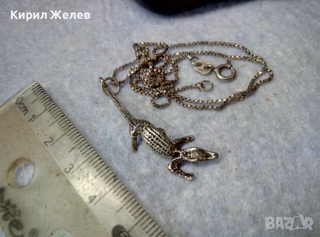 ФИНА ИТАЛИАНСКА СРЕБЪРНА ВЕРИЖКА с АРТ ВИСУЛКА СРЕБЪРЕН КРОКОДИЛ - СРЕБРО 925 РЪЧНА РАБОТА 45590, снимка 12 - Колиета, медальони, синджири - 50023612