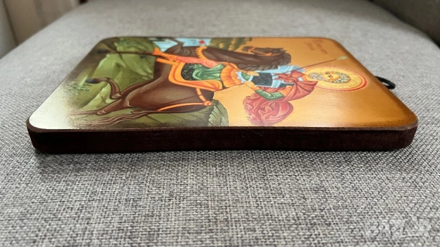 Икона Св. Мина на кон 243 мм x 188 мм x 15 мм, снимка 3 - Икони - 53484385