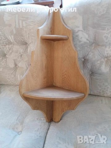 Ефектна ъглова етажерка от дъб с красива естествена шарка. Изключително стилна и практична., снимка 4 - Етажерки - 53524810