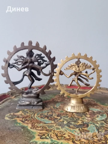 Две месингови скулптури шива Южна Индия, снимка 3 - Колекции - 50830148
