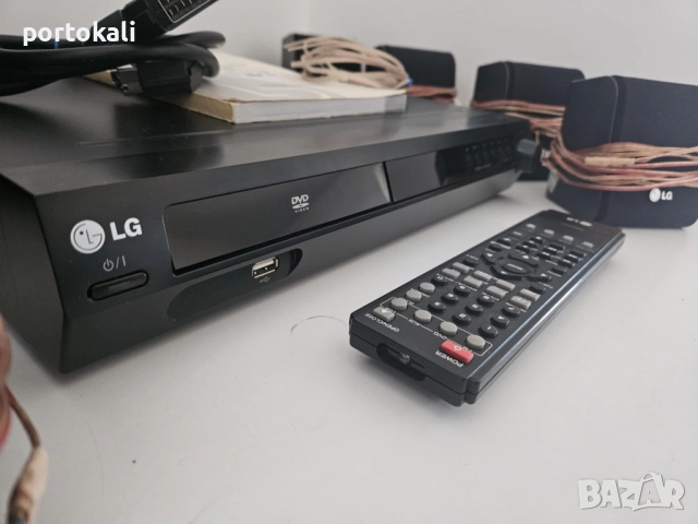 Аудио система домашно кино LG 5.1 дистанционно DVD USB FM + тонколони колони, снимка 2 - Аудиосистеми - 51604141