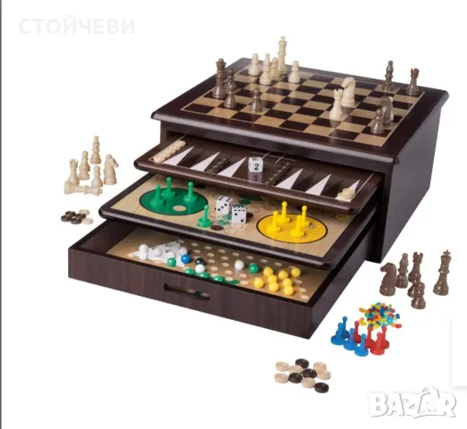 Дървена настолна игра 10 в 1, снимка 1 - Настолни игри - 48647322