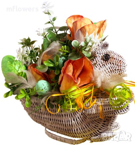 Великденска декорация # 4. Украса за Великден в кошница, снимка 2 - Декорация за дома - 45493373