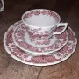 Сервиз за чай/кафе Ridgway Staffordshire England WINDSOR PINK Red Floral Birds , снимка 1