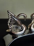 Страхотна Посребрена Фигурка На Двойка Лебеди Със Кристали, снимка 3