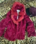 Червено еко палто и шапка , снимка 1