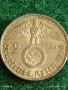 Сребърна монета 2 райхсмарки 1938г. Германия Трети Райх с Свастика за КОЛЕКЦИОНЕРИ 46912, снимка 5