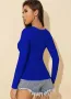 Супер Секси Кралско Син Цвят Блуза с Дълги Ръкави М/Л Размер, снимка 2