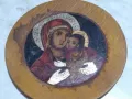 Икона ръчно рисувана Дева Мария и младенеца фи 17см, снимка 2