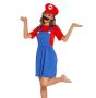 Дамски костюм Super Mario, дамски карнавален костюм Супер Марио с рокля, шапка и мустаци, размер: М, снимка 5