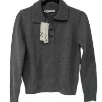 Дамски пуловер с мериносова вълна Zara, Сива, XL, снимка 1 - Блузи с дълъг ръкав и пуловери - 45527456