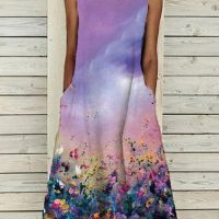 Дамска лятна плажна рокля със джобове и принт, 9цвята , снимка 7 - Рокли - 45270508