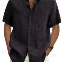 Мъжка ежедневна едноцветна риза с къс ръкав, 9цвята , снимка 9 - Ризи - 45792559