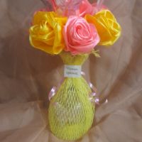 Чаша с ръчно изработени рози , снимка 1 - Изкуствени цветя - 45352889