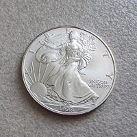 САЩ. 1 сребърен долар. 1998 година. Американски сребърен орел Сребро 0.999., снимка 4 - Нумизматика и бонистика - 45199625