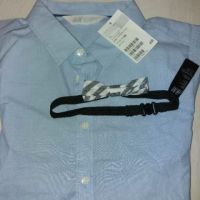  Детска риза с къс ръкав и папийонка 9-10 г. Нова!, снимка 2 - Детски ризи - 45398910