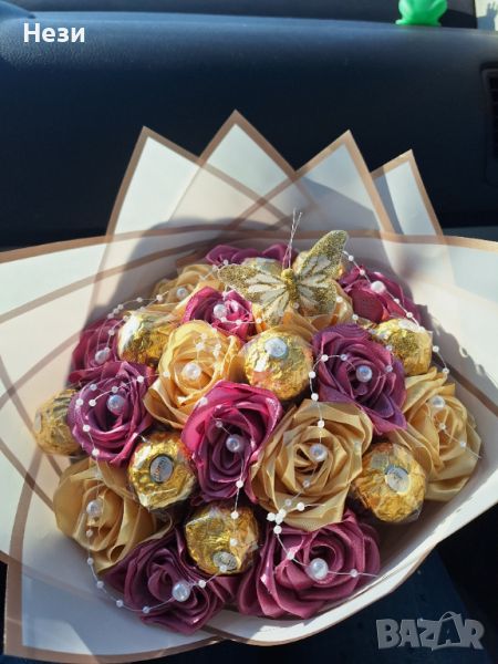 Букети с рози и бонбони., снимка 1