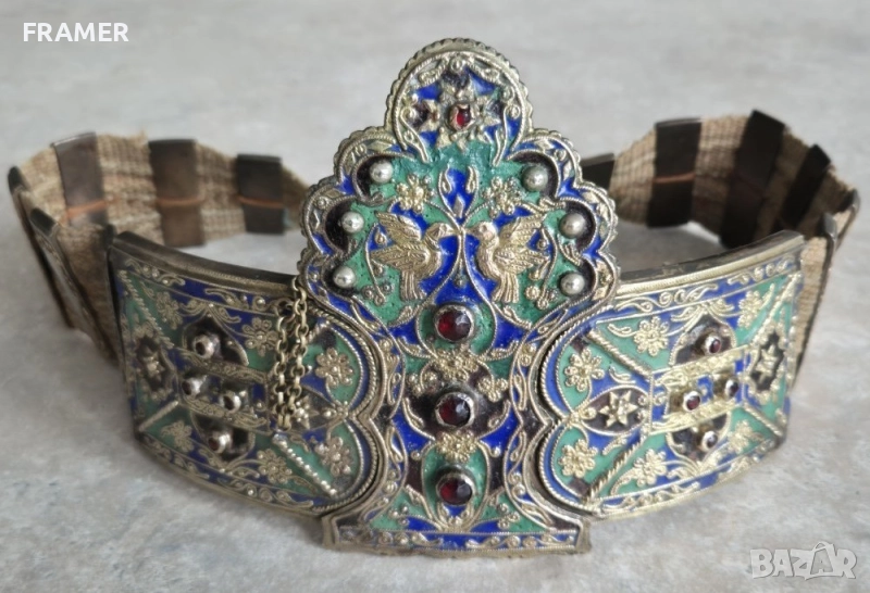 220 годишен възрожденски сребърен колан Беломорска Тракия Дедеагач пафти пафта, снимка 1