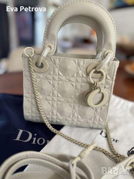 Dior Lady Mini Ultra Matte white 18см дамска чанта, снимка 1