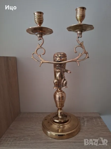 Свещник с лъв, снимка 1