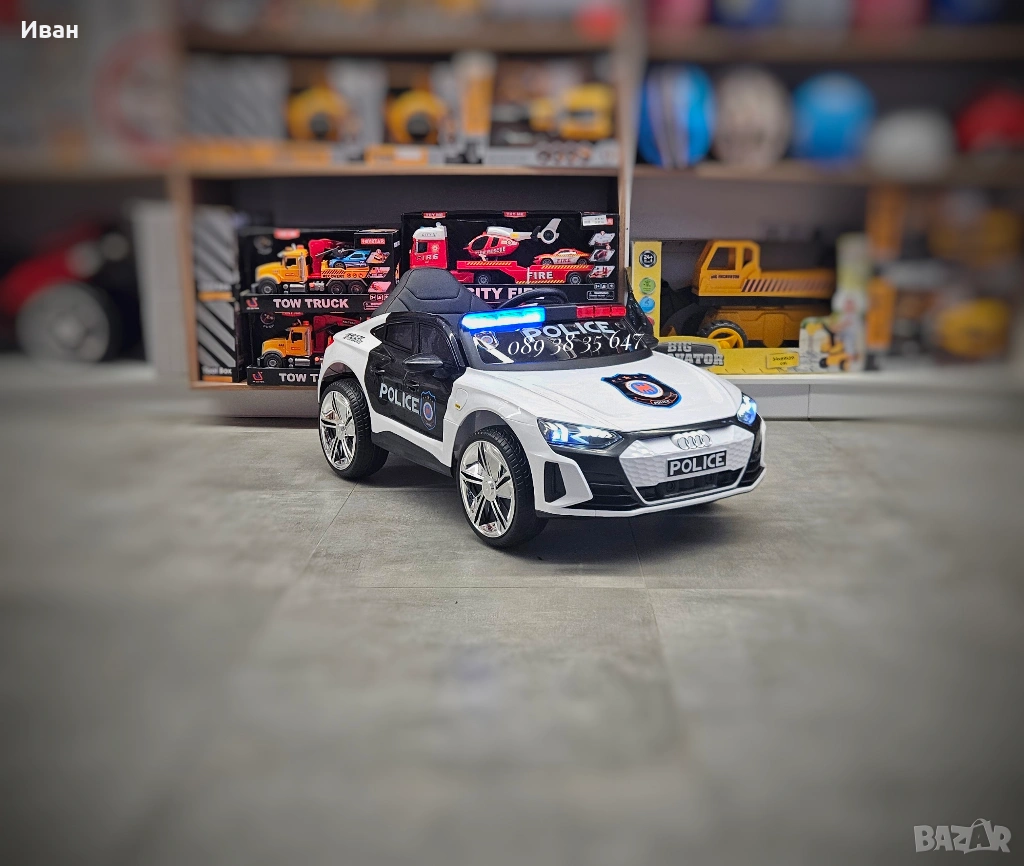 ТОП ЦЕНА!НОВО!Акумулаторна кола AUDI POLICE с 12V батерия,EVA ГУМИ,USB, снимка 1