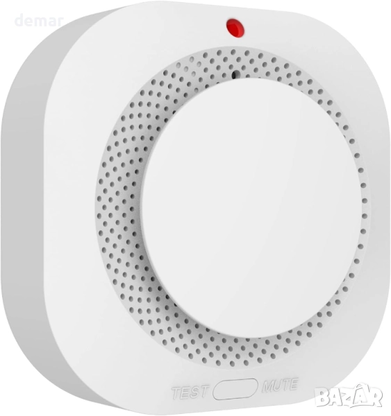 Hapippofa Димна аларма за дома, сменяема батерия, LED индикатор и бутон за заглушаване, снимка 1