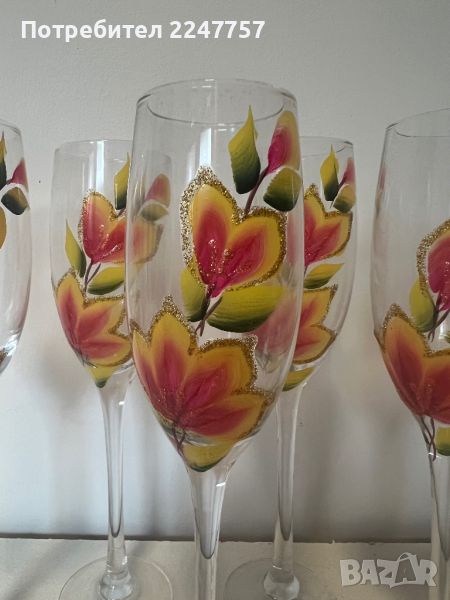 Нови чаши за вино ръчно рисувани , снимка 1