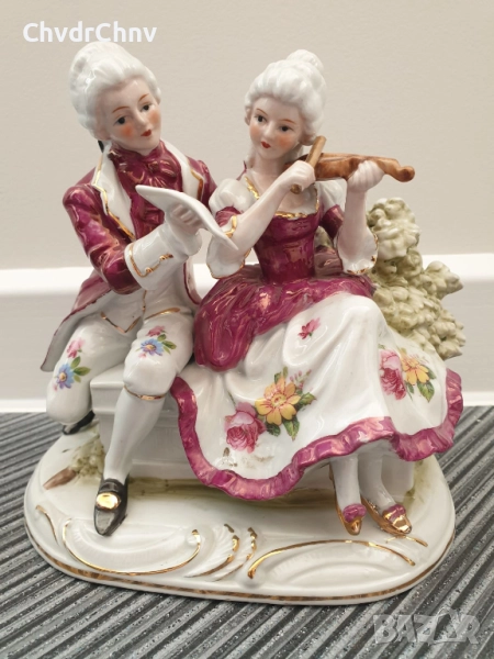 Lippelsdorf GDR Grafenthal статуетка 18см/ГДР Графентал стара немска порцеланова фигура/музиканти, снимка 1