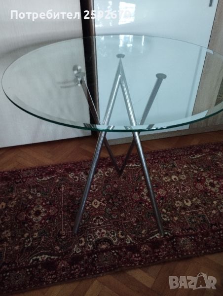 Кръгла трапезна стъклена маса, снимка 1