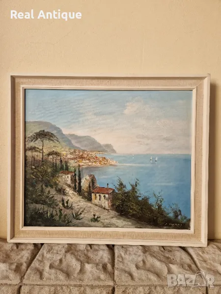 Чудесна антикварна авторска майсторска картина масло върху платно , снимка 1