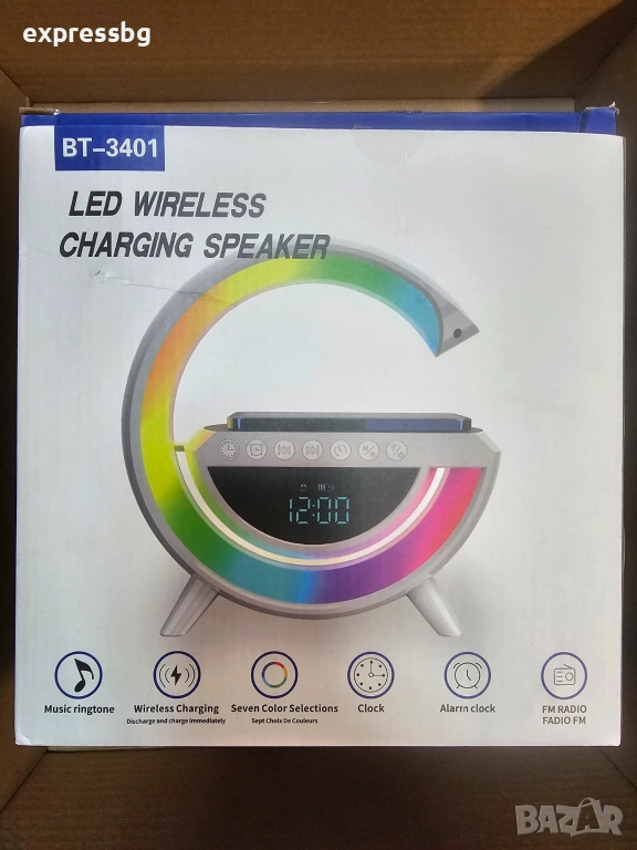 BT-3401 LED Wireless Charging Speaker – LED Bluetooth колонка с безжично зареждане, снимка 1