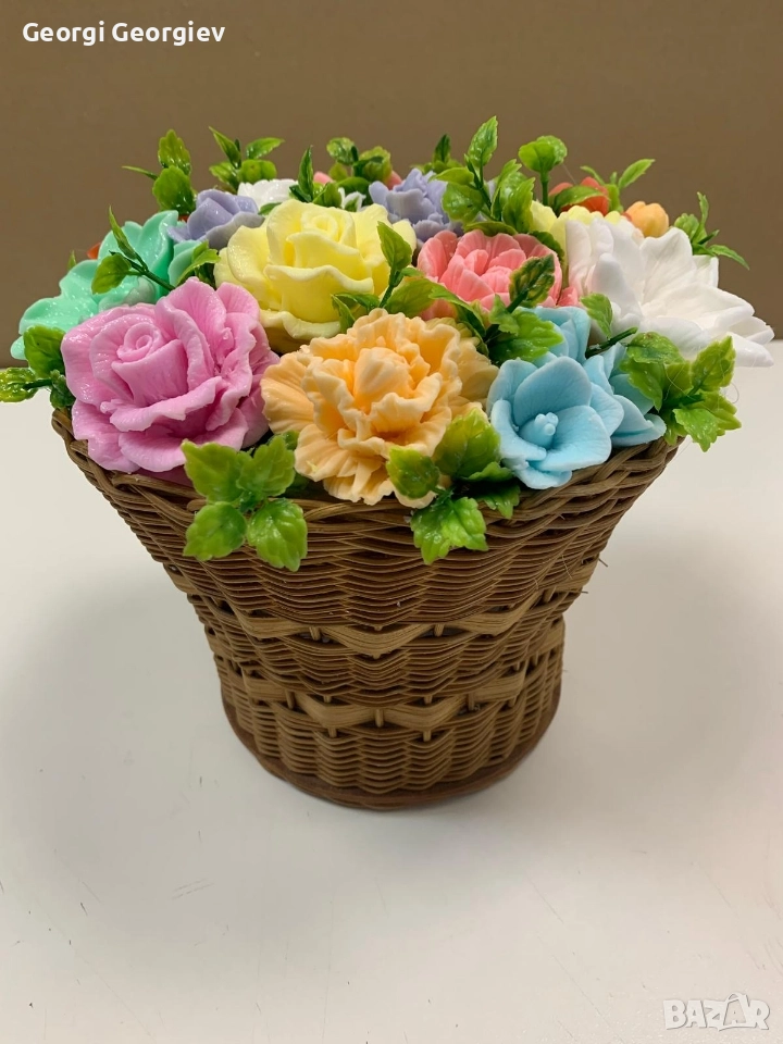 цветя изработени с глицеринов ароматен сапун и Българска роза 🌹 Стара Загора Център., снимка 1