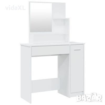 vidaXL Тоалетка с огледало, бял гланц, 86,5x35x136 см(SKU:802963, снимка 1