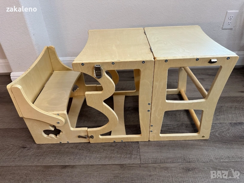 Монтесори кула 3 в 1 – помощна кула, бюро и стол, дъска за рисуване, снимка 1