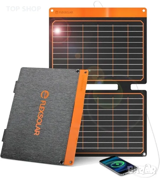 FlexSolar 20W преносим слънчев панел, високоефективно монокристално зарядно устройство с двойни USB, снимка 1