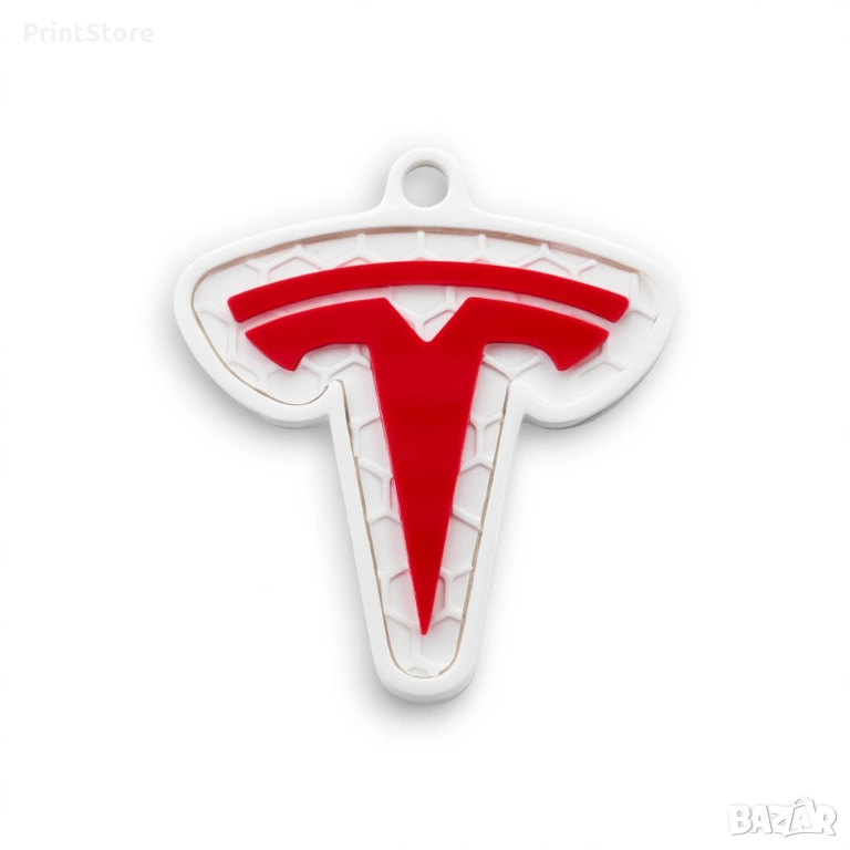 Стилен ключодържател TESLA – нов модел, червено и бяло, снимка 1