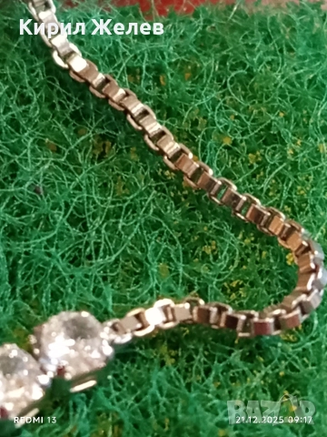 Кристална сребърна тенис гривна тип боло с кристали 30475, снимка 5 - Гривни - 52863207