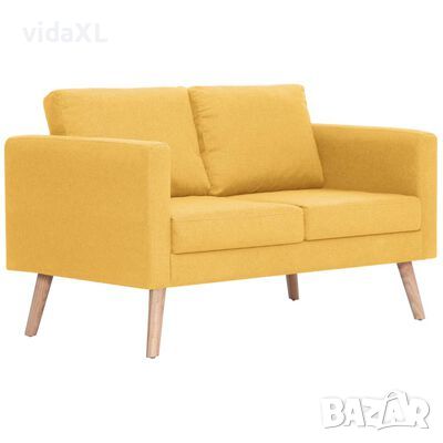 vidaXL 2-местен диван, текстил, жълт(SKU:281361