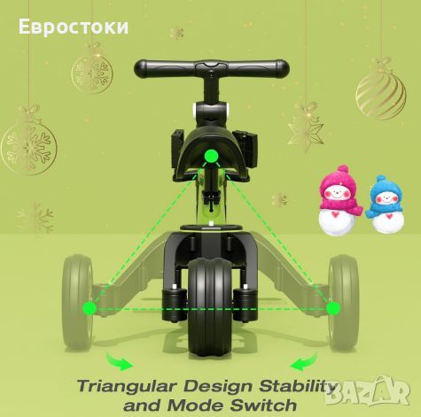 Детски велосипед трансформер XJD, детска триколка за 1 до 3 години, снимка 3 - Детски велосипеди, триколки и коли - 46469495