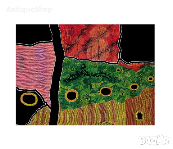 Картина, приказки, репродукция, фотографски печат, Тодор, Велин, Todor Velin, аборигенска, живопис, снимка 2 - Картини - 50410748