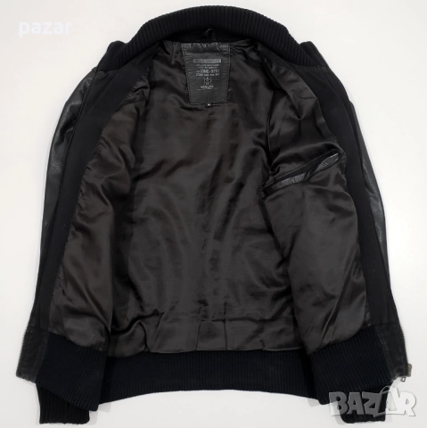 JACK & JONES Мъжко Кожено Яке Бомбър Естествена Кожа Плетена Яка M, снимка 7 - Якета - 52967875