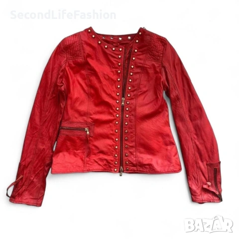 Дамско яке естествена кожа червено Imperial 