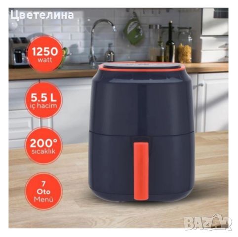 Фритюрник KUMTEL Airfryer с LED дисплей и сензорно управление, снимка 2 - Фритюрници - 46427940