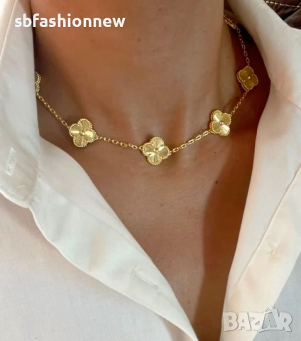 Van Cleef гердан с 5 детелинки, снимка 6 - Колиета, медальони, синджири - 53251382