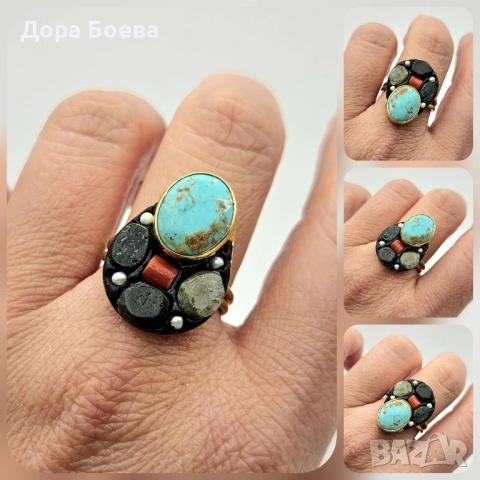 Сребърен пръстен: "Елементс", снимка 4 - Пръстени - 52393496