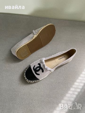 Сиви обувки мокасини пантофки еспадрили Шанел Chanel черни бели, снимка 3 - Дамски ежедневни обувки - 46403689