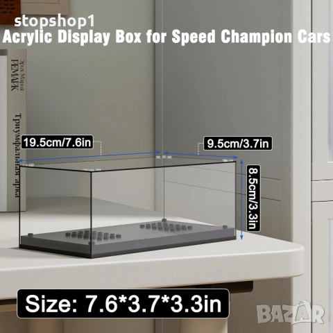 Акрилна витрина Mould King 27000 за Speed ​​Champion Cars, LED подреждаща се прозрачна витрина с чер, снимка 4 - Колекции - 54227510